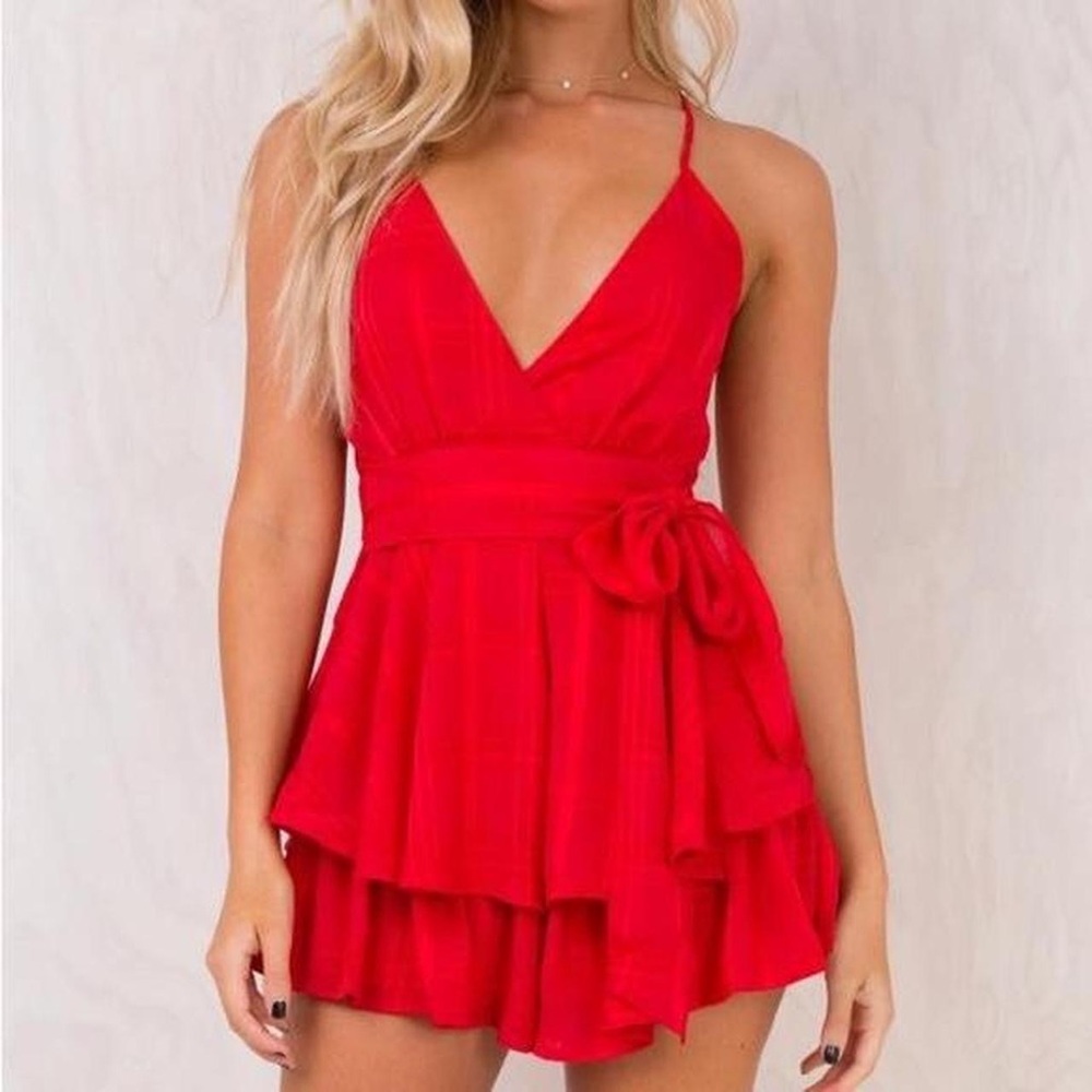 Princess Polly Red Layered Jumpsuit - Picture 2 of 5